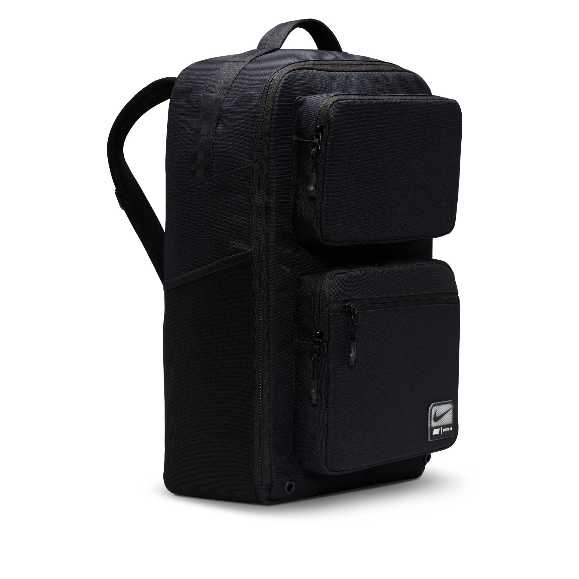 Zippered tech pocket holds up to a 16" laptop.
Padded back and shoulder straps provide a comfortable fit.
Densely woven polyester provides heavyweight support.