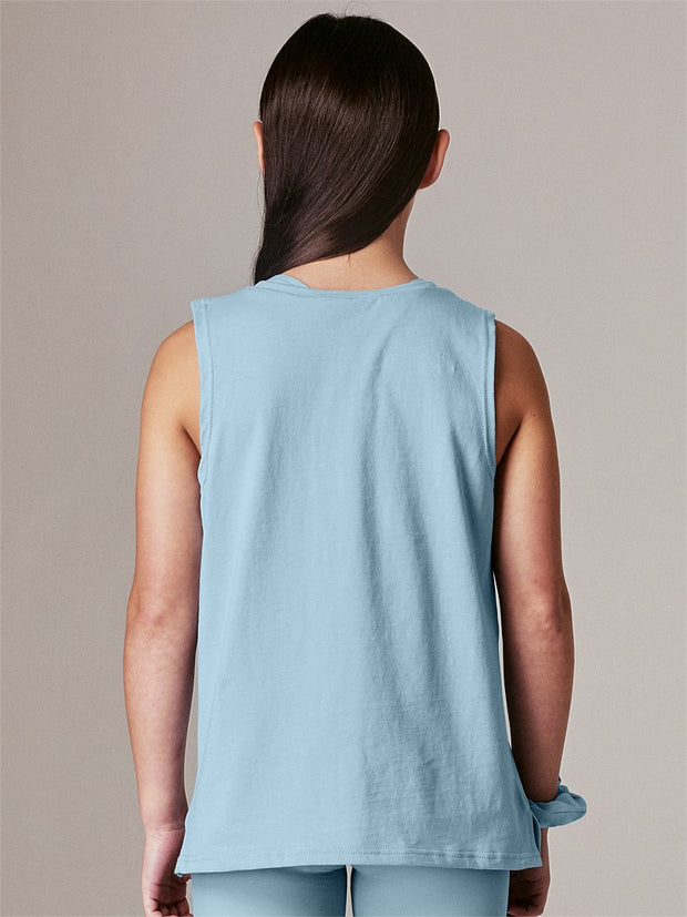 With comfort our design priority and fashion vibes the sprinkle on top, the 'Easy Rider' tank is the active style she's been looking for. Constructed from 100% cotton for breathability and comfort. Team with matching leggings or sport tights for a range of activities including dance and gymnastics.