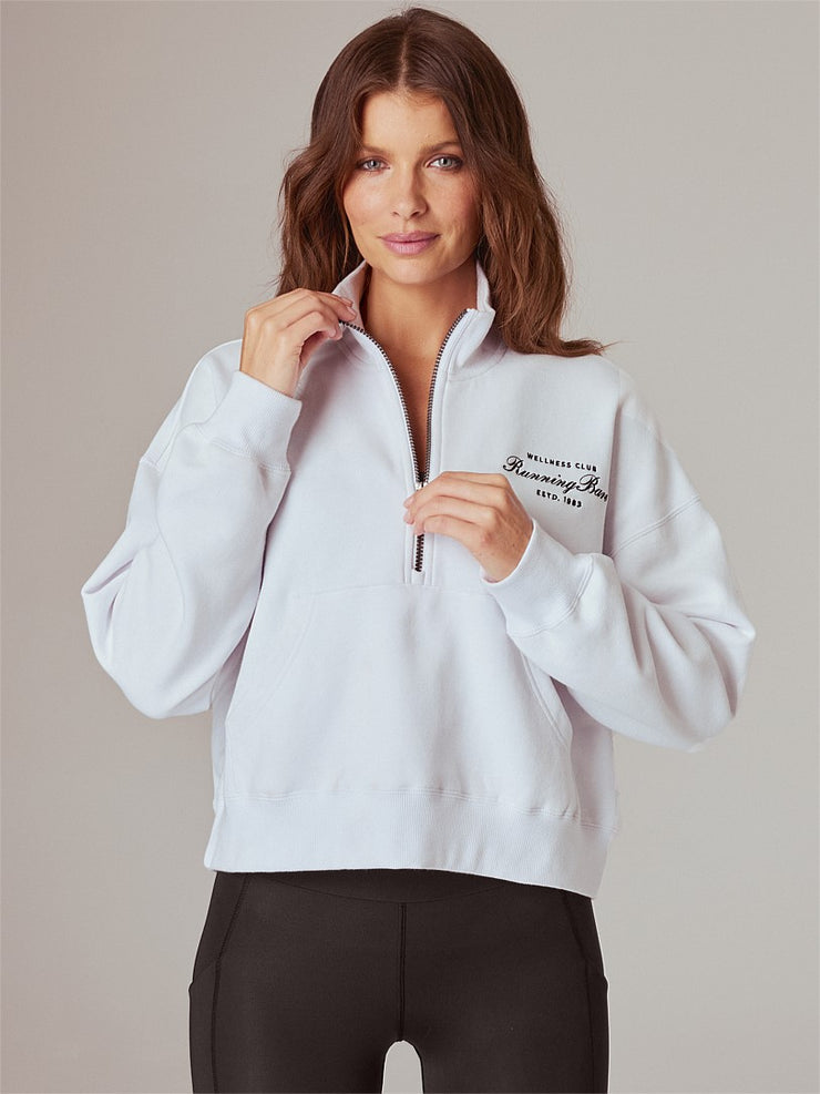 Elevate your weekend style with the luxe Running Bare Funnel Neck Sweat. This half zip sweatshirt is crafted from heavy-duty 300gsm sueded fleece, offering ultimate warmth and comfort to keep you snug all season long