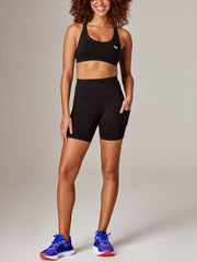 On the bike, the mat, or at the barre, the super soft, ultra high rise waist Running Bare Peach bike tight with v back yoke elongates your leg for that peach perfect fit. Constructed from Peach Me with a luxe velvety feel both inside and out and incredible four-way stretch. The perfect activewear tight for studio workouts including yoga and pilates.