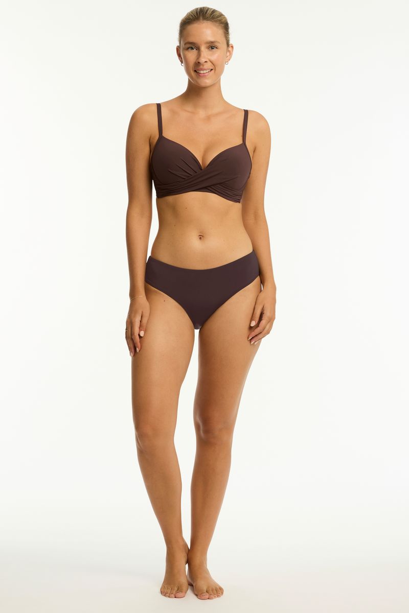 Eco Essentials Cross Front Moulded Cup Underwire Bikini - Cocoa