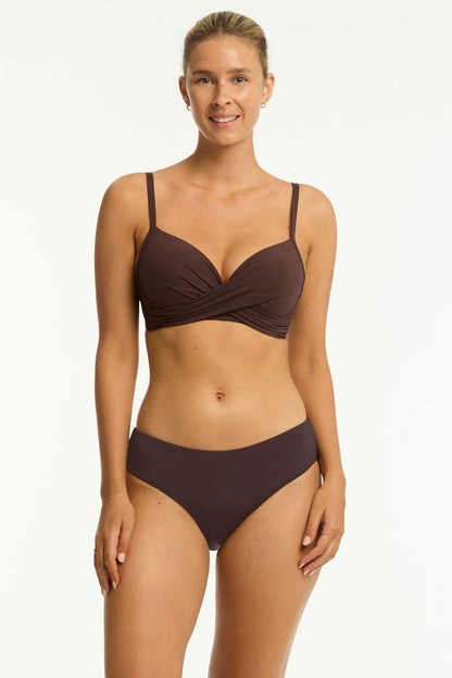 Eco Essentials Cross Front Moulded Cup Underwire Bikini - Cocoa