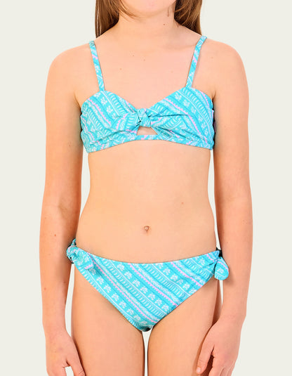 Two Piece Set
Bikini bottoms feature Tie sides
Sweetheart neckline
Tie front Crop Style top with Adjustable straps for the perfect fit