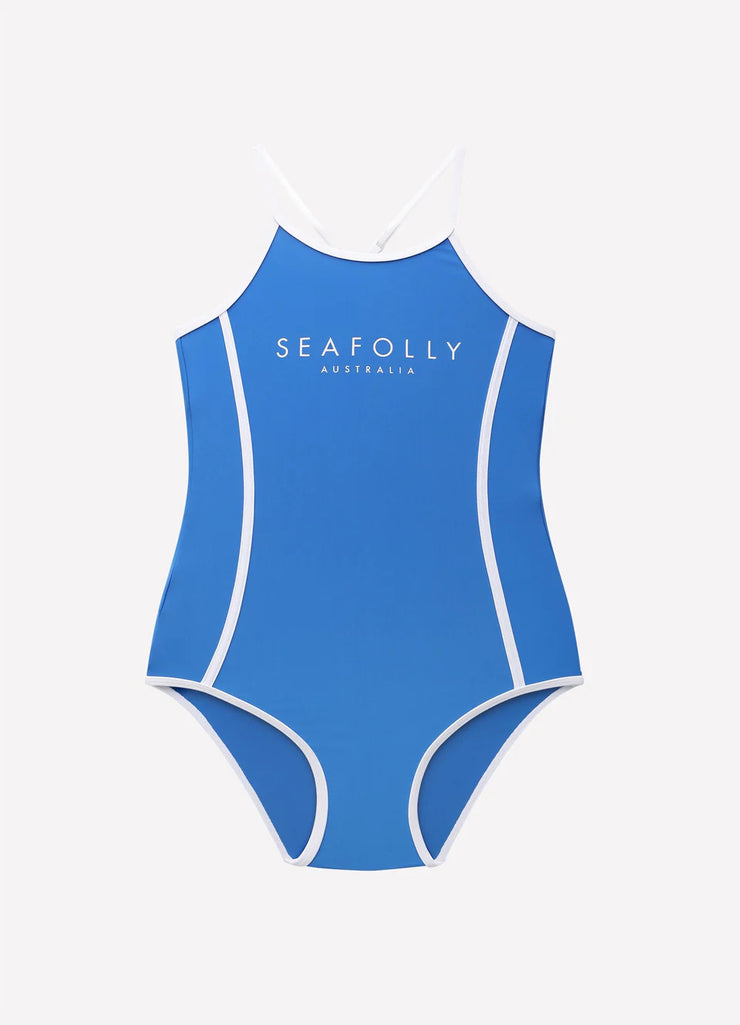 Seafolly Girls Essentials One Piece Bather - Azure Blue