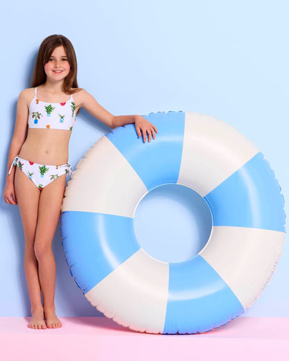 Girls Playa Bonita set features a crop top, adjustable straps, adjustable tie back, coordinating hipster pant, and is fully lined