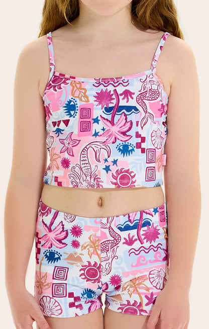2 Piece Tankini Set
Fully lined
Adjustable shoulder straps with slider on Top
Fully lined boyleg brief
Colourful mermaid and tropical print