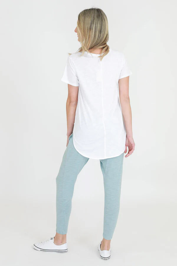 Elwood Curved Hem T-Shirt - White