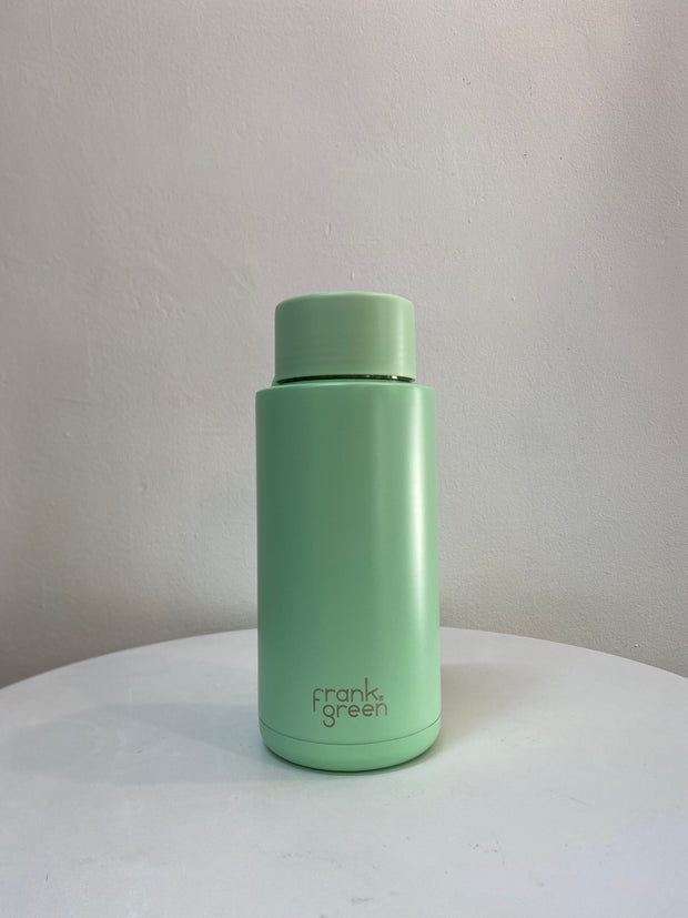 Stainless Steel Ceramic Reusable 1 ltr Bottle with Straw - Mint Gelato