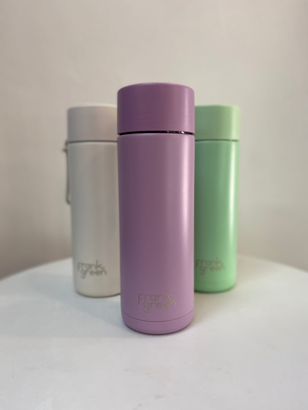 Frank Green Stainless Steel Ceramic Reusable Bottle - 595ml - Lilac Haze- Straw Lid