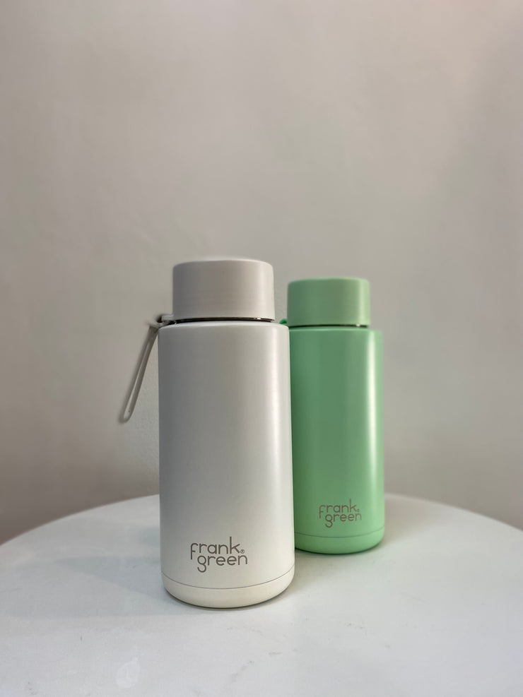 Stainless Steel Ceramic Reusable 1 ltr Bottle with Straw - Mint Gelato