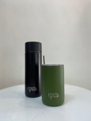 Frank Green Stainless Steel Ceramic Reusable Bottle - 595ml - Midnight - Straw Lid