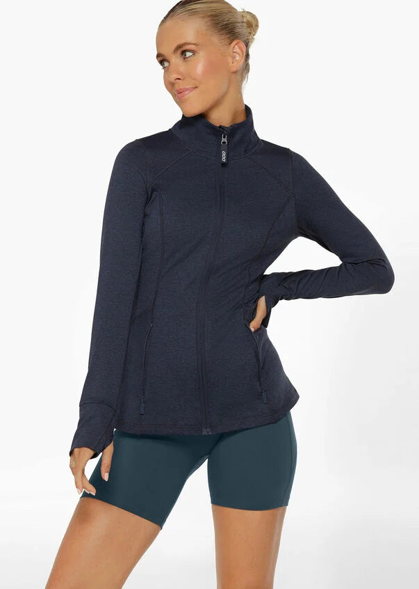 Zip up and flatter your figure in the Active Zip Thru Jacket. Made with LJ Active, this slim fit jacket thumbholes to secure your sleeves and secure zip pockets to stash your essentials, so you can comfortably and confidently hit the pavement on those chilly mornings.