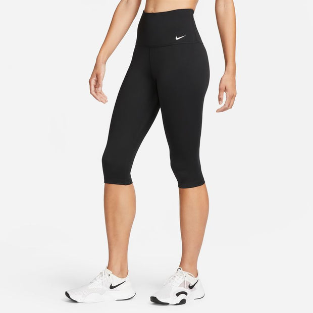 ike One Women's High-Waisted Capri Leggings Up for a workout or down to chill—the Nike One leggings are a versatile layer, ready for whatever you are. The incredibly comfortable design wicks sweat away to help you stay dry. Plus, with fabric thick enough to keep you covered, you can stay confident.