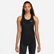 Nike Dri-FIT Women's Racerback Tank Turn up the heat in this sweat-wicking racerback tank. A roomy fit through the body and hips has a relaxed feeling that lets you move freely wherever your workout takes you.  Nike Dri-FIT technology moves sweat away from your skin for quicker evaporation, helping you stay dry and comfortable. Racerback straps help air flow and let you move freely.