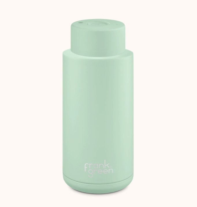 Stainless Steel Reusable 1 litre Bottle with Push Button Lid - Mint Gelato